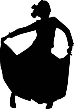 Siluet dansçısı kadın, grafik vektör çizimi