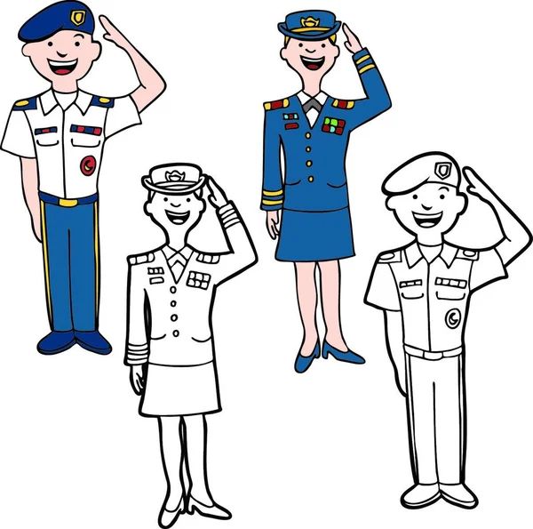 Exército Desenhos Animados Pessoas Ilustração Vetorial — Vetor de Stock