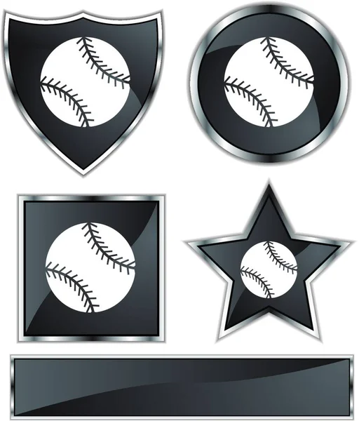 Negro Satén Béisbol Ilustración Simple Vector — Vector de stock