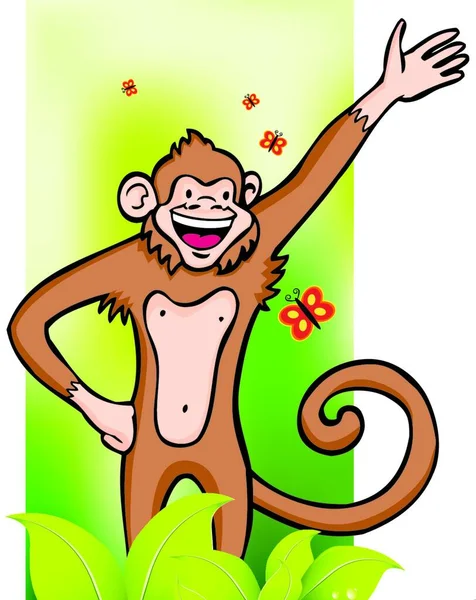 Macaco Ilustração Vetorial Colorida —  Vetores de Stock