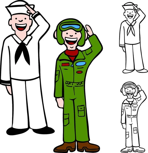 Military Men Colorful Vector Illustration — Stock Vector
