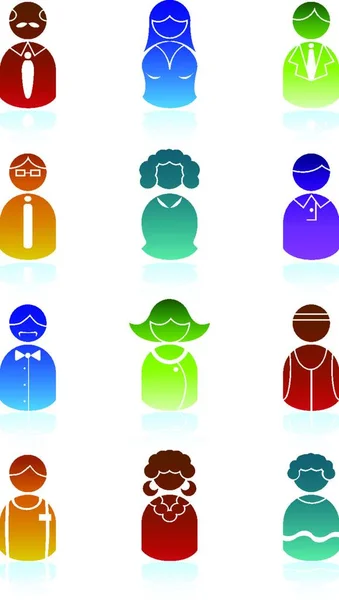 Iconos Gente Ilustración Vectores Colores — Vector de stock