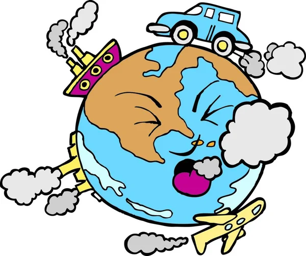 Poluição Global Ilustração Vetorial Colorida — Vetor de Stock