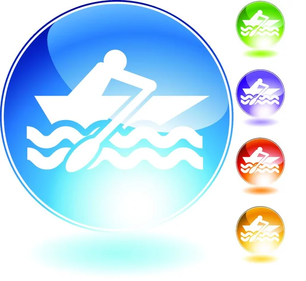 Rowboat Crystal Icon Цветная Векторная Иллюстрация — стоковый вектор