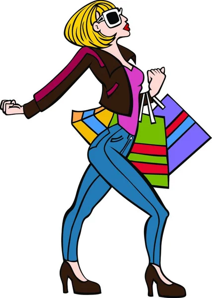 Élégant Shopper Illustration Vectorielle — Image vectorielle