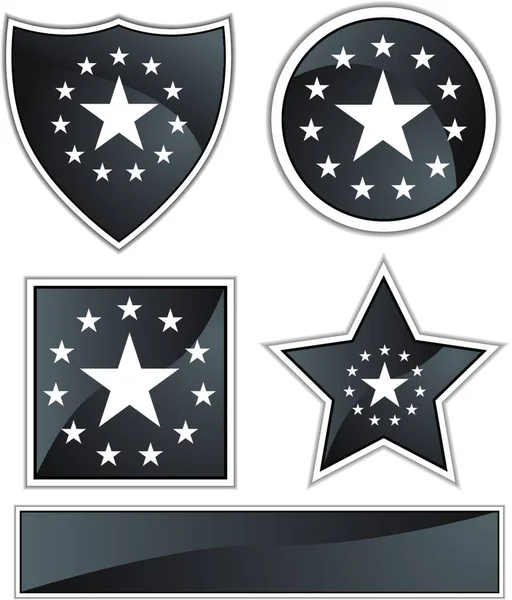 Black Badges Set Vector Illustration — Stock Vector