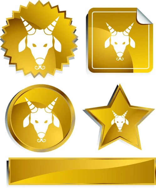 Golden Badges Simple Vector Illustration — Stock Vector