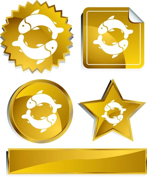 Golden Badges Simple Vector Illustration — Archivo Imágenes Vectoriales