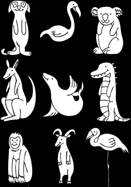 Animales Del Zoológico Ilustración Vectorial — Archivo Imágenes Vectoriales