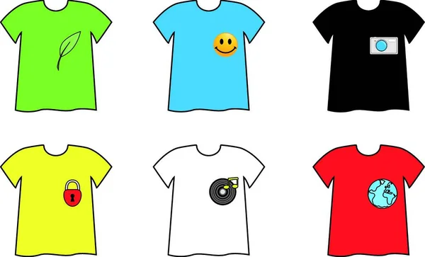 Conjunto Camisetas Ilustração Vetorial Simples — Vetor de Stock