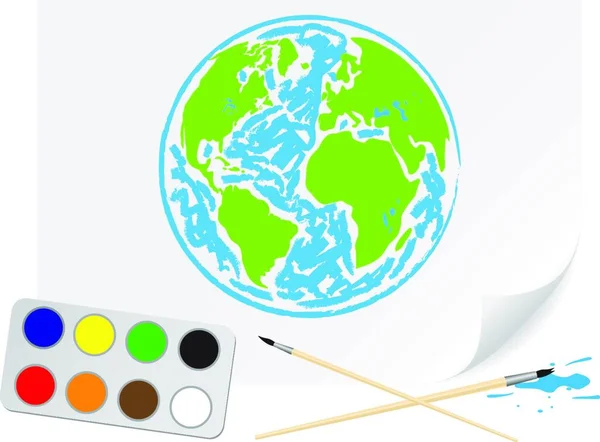 Dibujo Tierra Verde Ilustración Vectorial Gráfica — Vector de stock