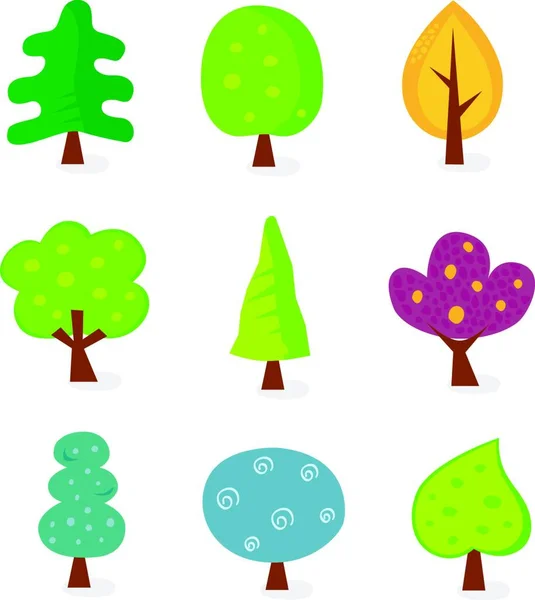 Ретро Рисунки Деревьев Графические Векторные Иллюстрации — стоковый вектор