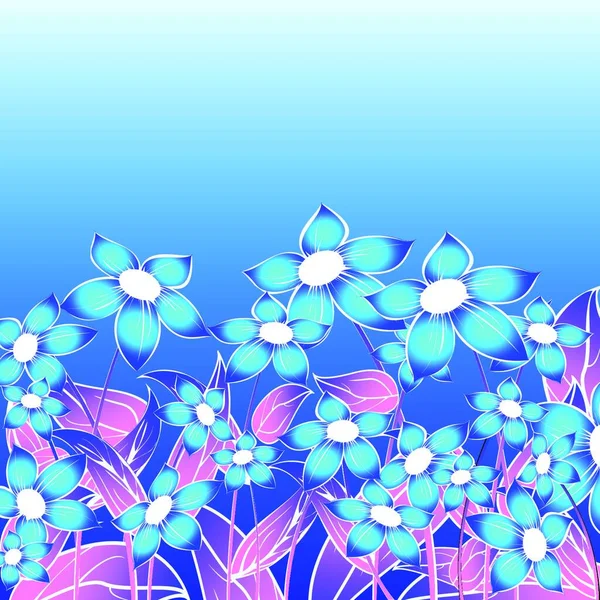 Blaue Florale Komposition Grafische Vektorillustration — Stockvektor