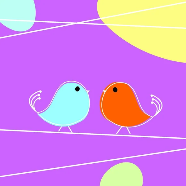 Fåglar Färgglada Vektor Illustration — Stock vektor