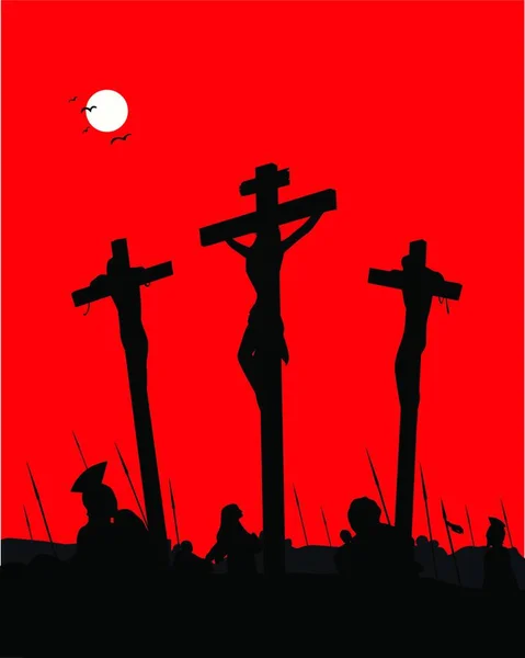 イエス キリスト 十字架刑 グラフィックベクトルイラスト — ストックベクタ