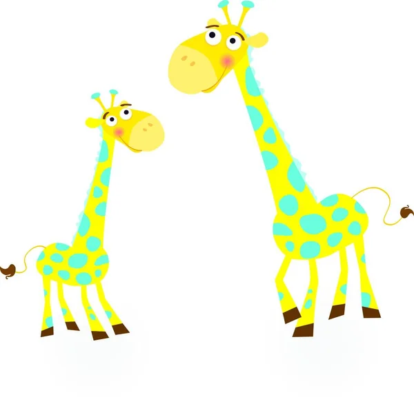 Семейство Жирафов Графическая Векторная Иллюстрация — стоковый вектор