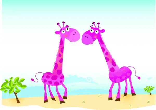 Girafas Apaixonadas Ilustração Gráfica Vetorial — Vetor de Stock