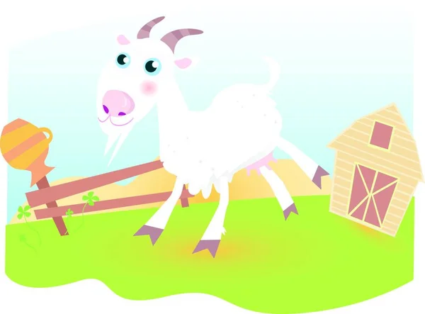 Goat Farm Graphic Vector Illustration — Stock Vector