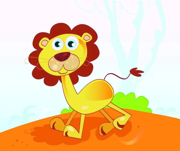 Illustration Vectorielle Lion Africain Jungle — Image vectorielle