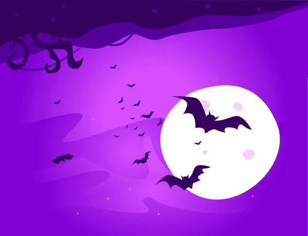 Bat Night Ilustração Vetorial Gráfica — Vetor de Stock