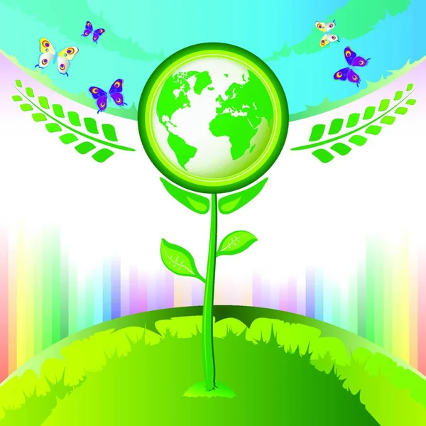 Eco Earth Květiny Vektorové Ilustrace — Stockový vektor