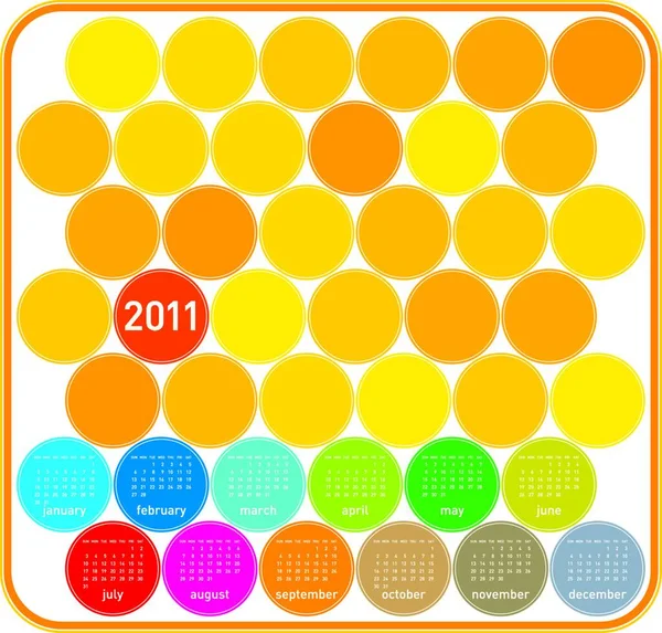 2011 Calendario Colorato Illustrazione Vettoriale Grafica — Vettoriale Stock