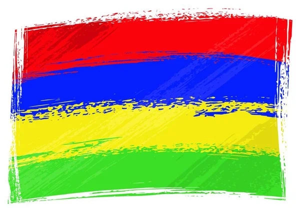 Grunge Mauritius Flag Illustrazione Vettoriale — Vettoriale Stock