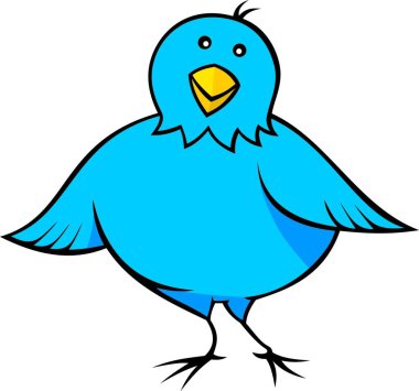 Küçük mavi kuş, basit vektör çizimi 