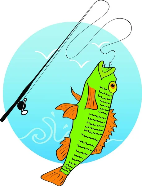 Рыба Крючком Графическая Векторная Иллюстрация — стоковый вектор