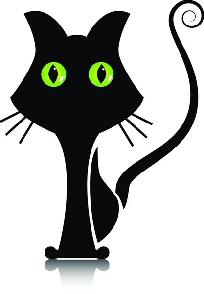 Черная Кошка Графическая Векторная Иллюстрация — стоковый вектор