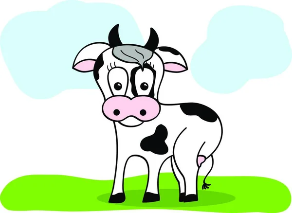 Roztomilý Kreslený Kráva Vektor Ilustrace — Stockový vektor