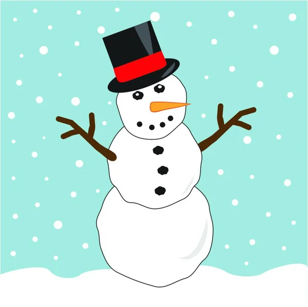 Cute Snowman Icon Vector Illustration — Stock Vector