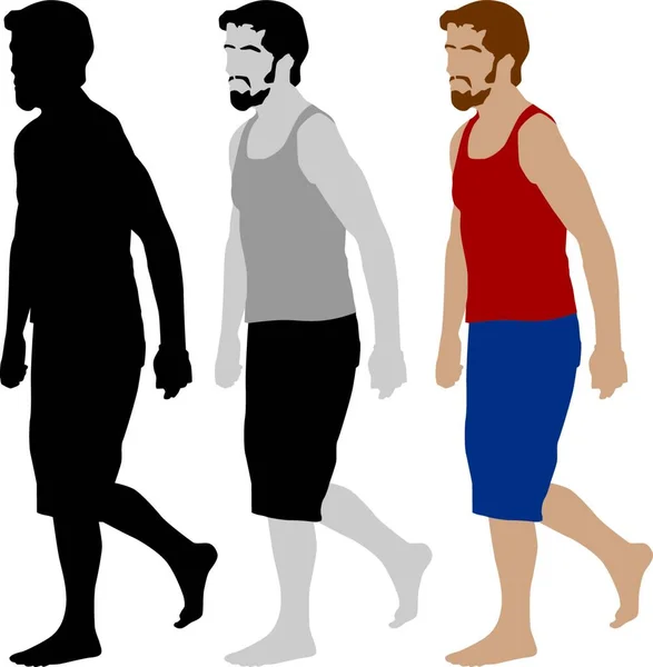 Walking Man Set Vector Ilustración — Archivo Imágenes Vectoriales