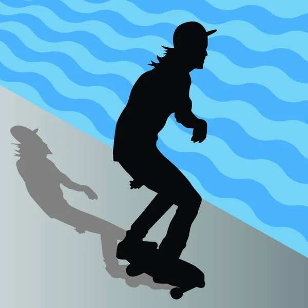 Skateboarder Masculin Design Vectoriel Simple — Image vectorielle