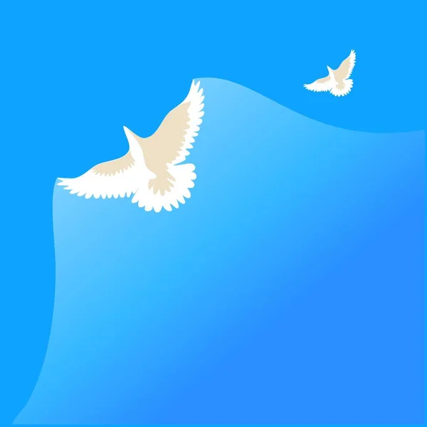 Taubenvögel Blauen Himmel Taubenillustration Konzept Zum Weltfriedenstag — Stockvektor