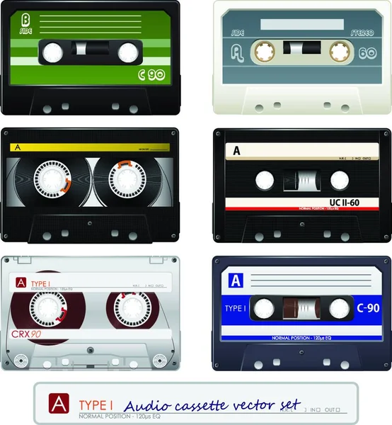 Vector Audio Cassettes Illustration — Stock Vector