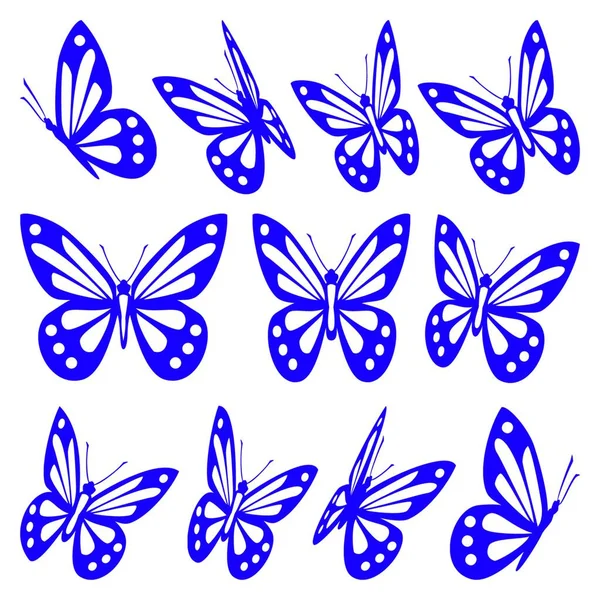 Reihe Von Schmetterlingen Vektor Illustration — Stockvektor