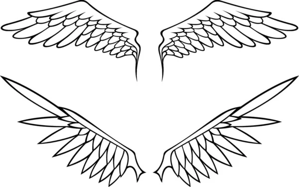 Vleugels Set Stijlvolle Vectorillustratie — Stockvector