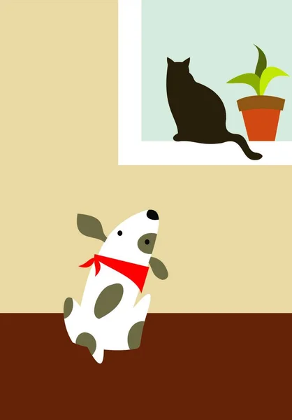 Σκύλος Και Γάτα Διανυσματική Απεικόνιση — Διανυσματικό Αρχείο
