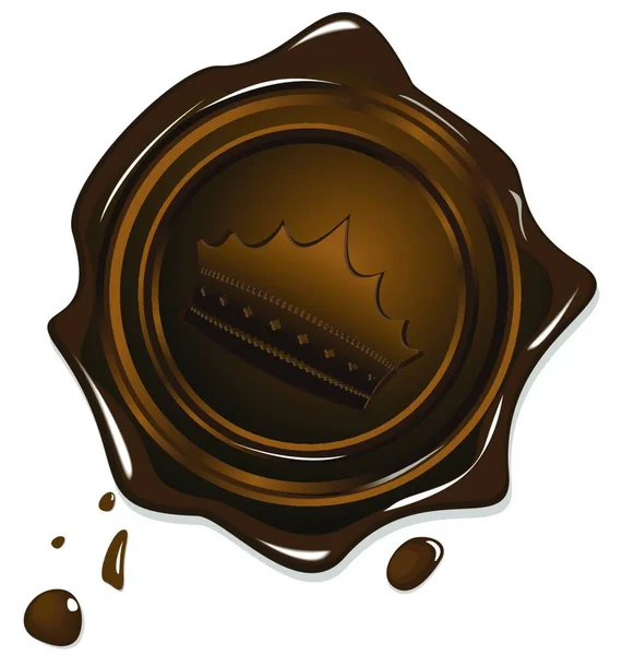 Illustratie Van Wax Grunge Gouden Verzegelen Met Afbeelding Kroon — Stockvector