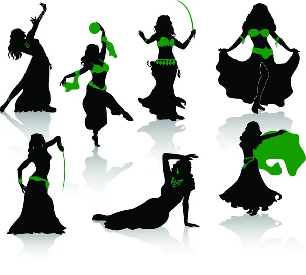 Belly Dance Silhouettes Graphic Vector Illustration — Stock Vector
