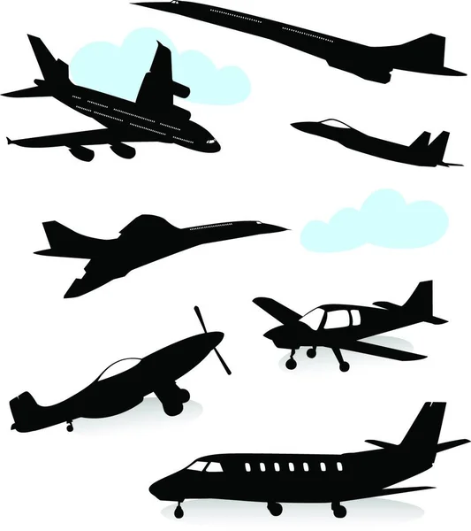 Silhouette Aeroplani Illustrazione Grafica Vettoriale — Vettoriale Stock