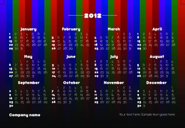 2012 takvimi, grafik vektör illüstrasyonu 