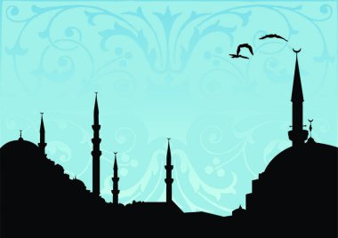 arabesque şehir manzarası vektör illüstrasyonu