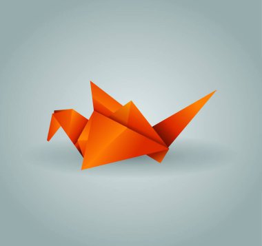 Origami Kuşu, basit vektör çizimi 
