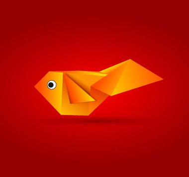 Origami Balığı, renkli vektör çizimi