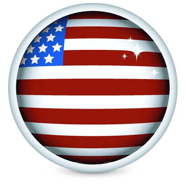 Кнопка Американского Флага Векторная Иллюстрация — стоковый вектор