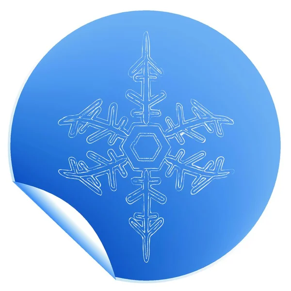 青い雪の結晶のラベルベクトル図 — ストックベクタ