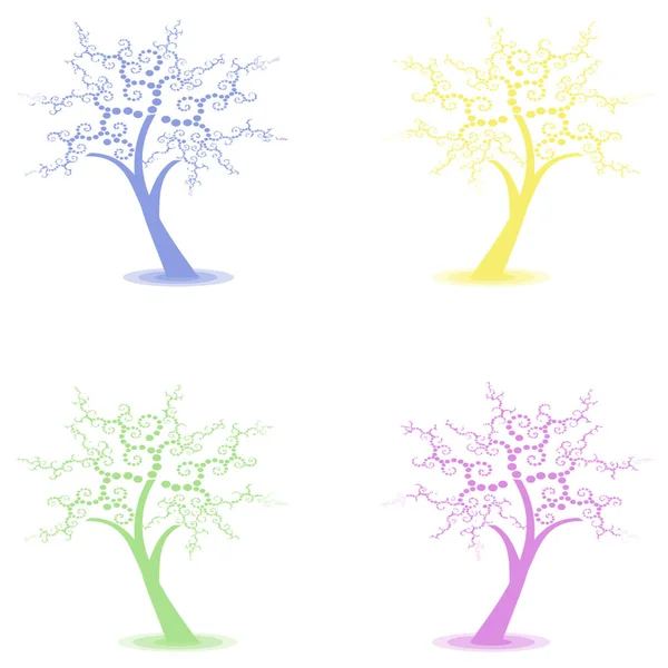 Art Trees Collection Vector Illustration — Stock Vector