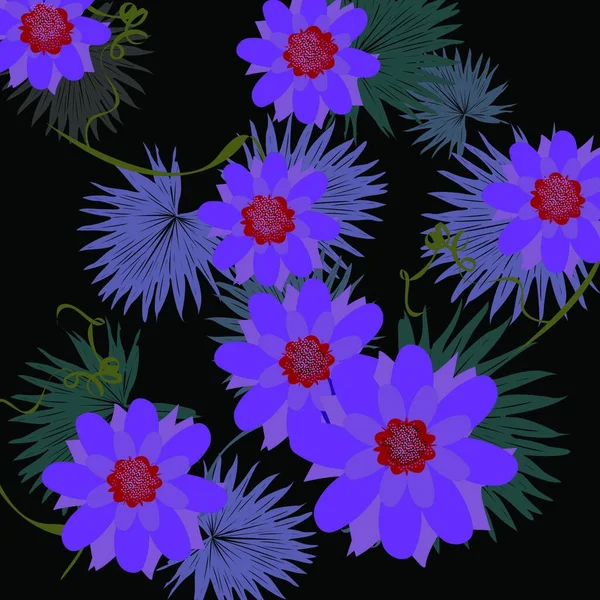 Χρώμα Διάνυσμα Σχεδιασμένο Μοτίβο Λουλούδια — Διανυσματικό Αρχείο